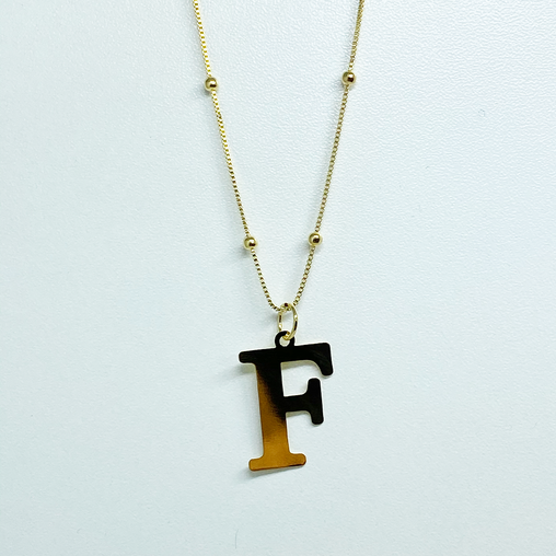 Colar Alfabeto Letra F em Ouro