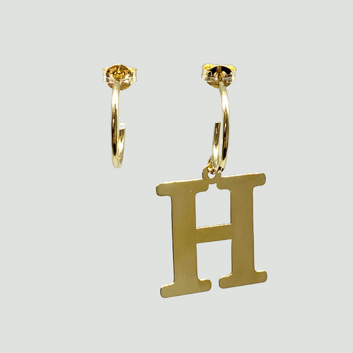 Argola Alfabeto Letra H em Ouro
