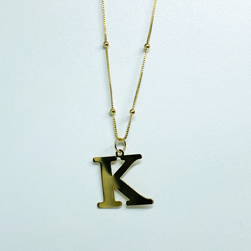 Colar Alfabeto Letra K em Ouro