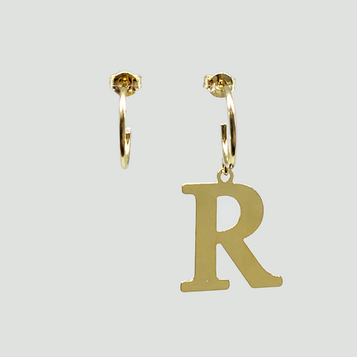 Argola Alfabeto Letra R em Ouro